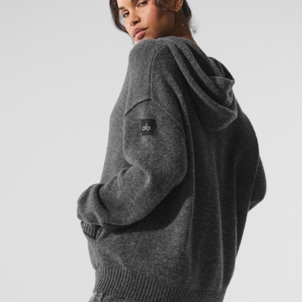 (A4) ALO Cashmere Wool New Class Platinum Grey  Hoodie, Size Medium, NWT